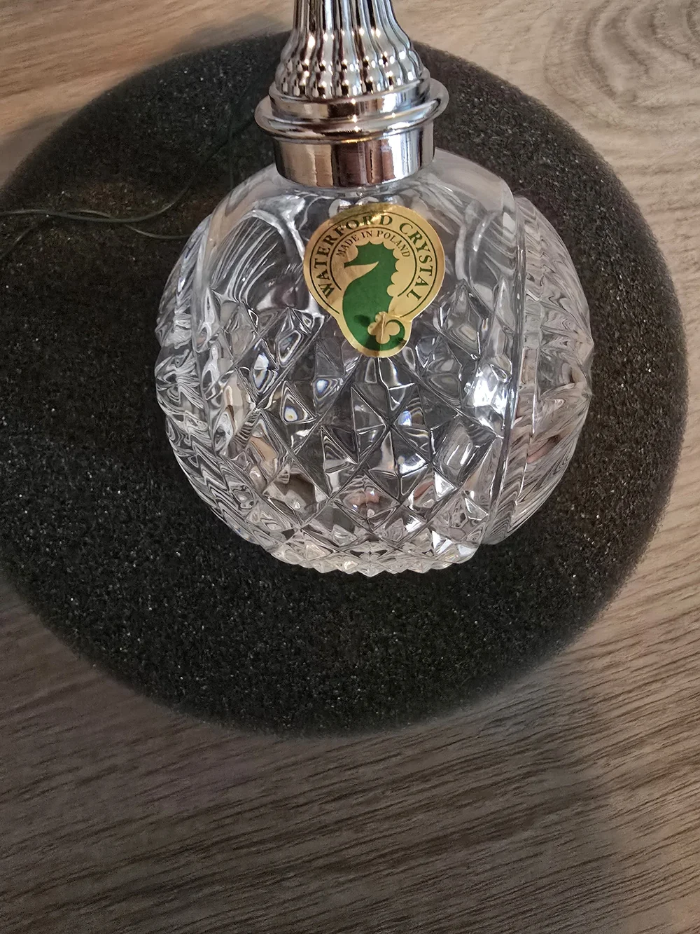 Waterford Crystal Clear Faceted Ornament with Silver Top